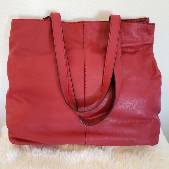 DIMONI Red Genuine Leather Medium Shoulder Bag--NWT - Picture 3 of 9